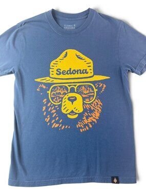sedona arizona bear graphic t shirt small blue southwest outdoors souvenir